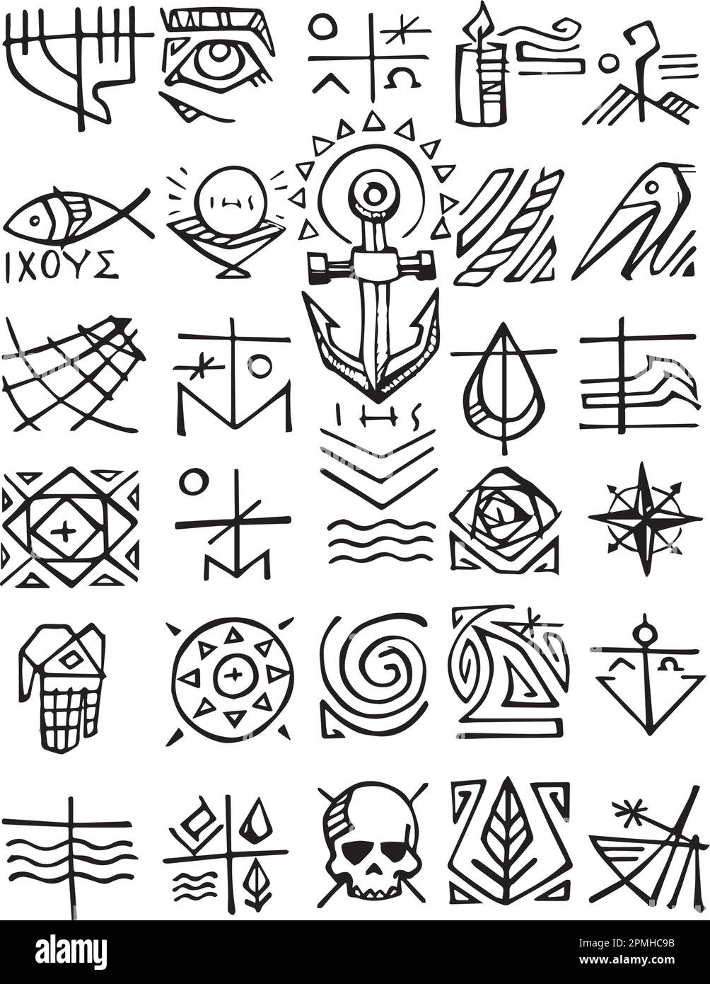 Dibujado a mano ilustración vectorial o dibujo de símbolos cristianos Ilustración del Vector