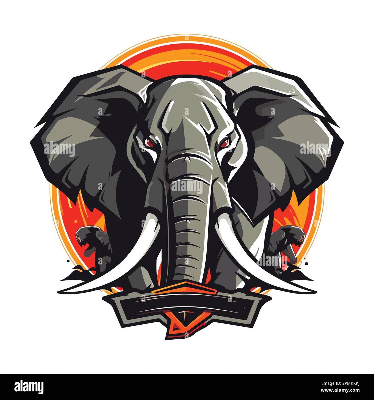 vector de diseño de logotipo de mascota de elefante con estilo de