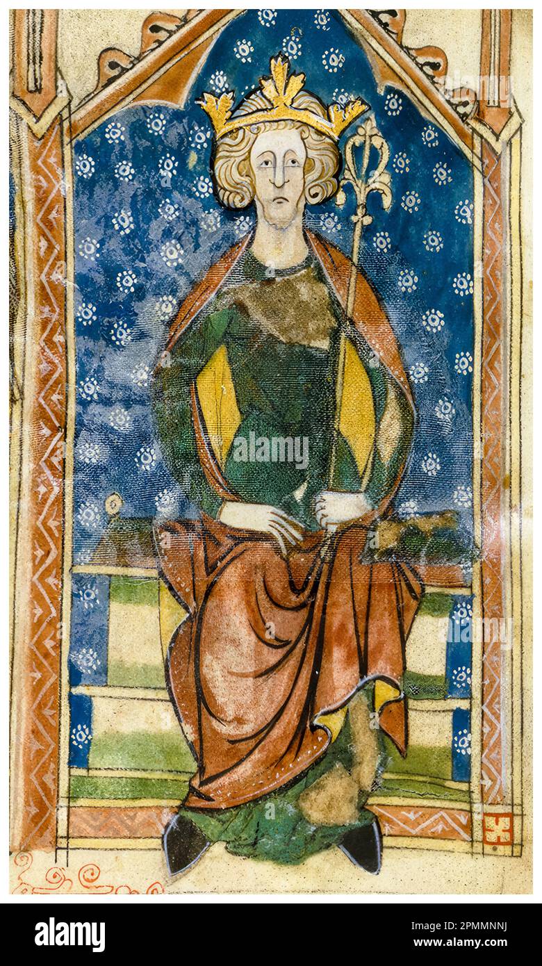 Enrique II de Inglaterra (1133-1189), rey de Inglaterra (1154-1189), pintura manuscrita iluminada, 1280-1300 Foto de stock