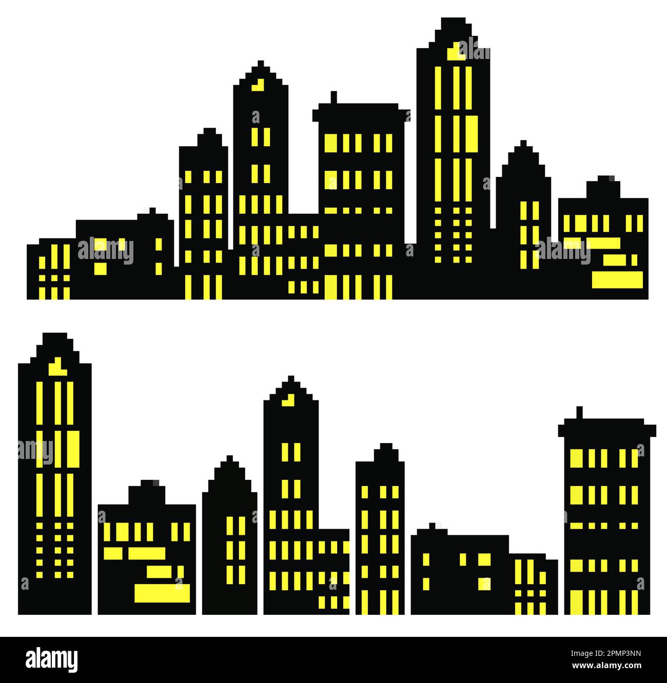 Conjunto de paisaje de edificios siluetas