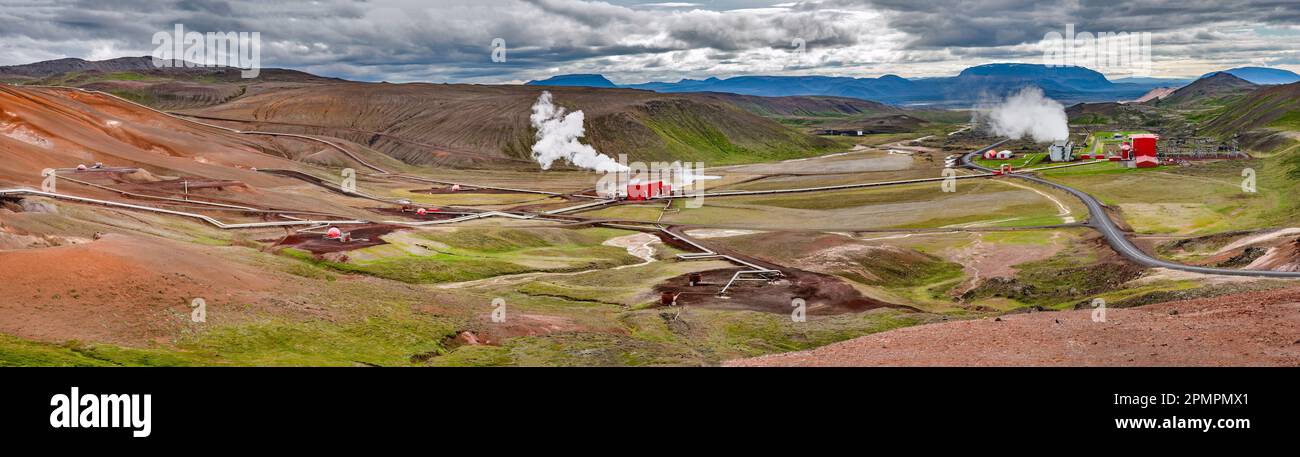 Planta de Energía Geotérmica Krafla, Islandia Foto de stock