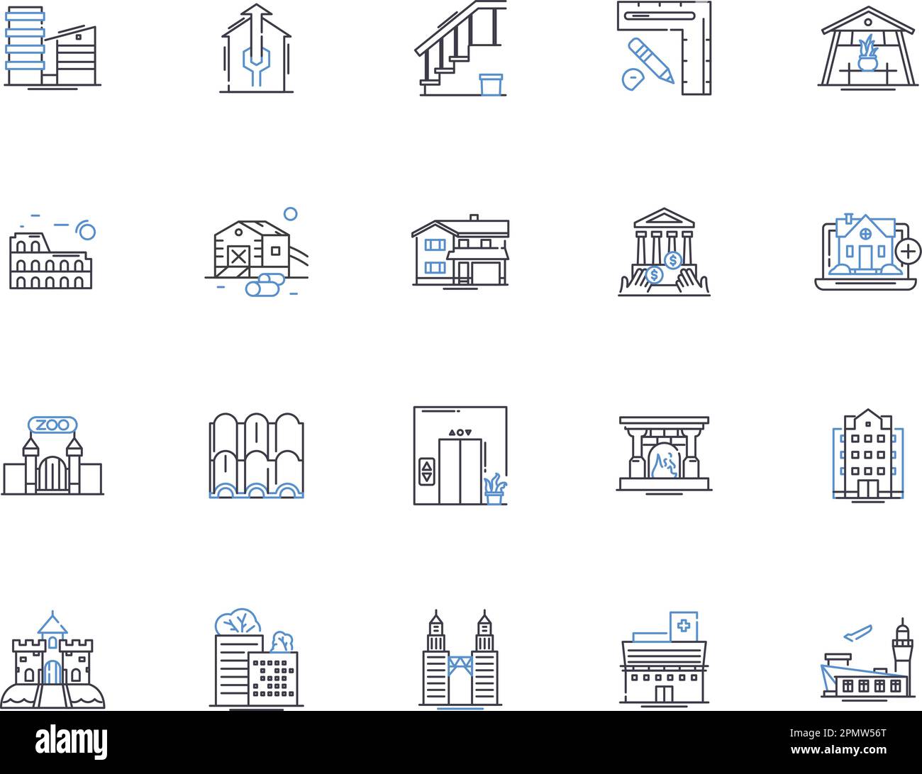 Colección de iconos de contorno de diseño urbano. Urbano, Diseño, Streetscape, Planificación, Paisaje, Arquitectura, vector de infraestructura y concepto de ilustración Ilustración del Vector
