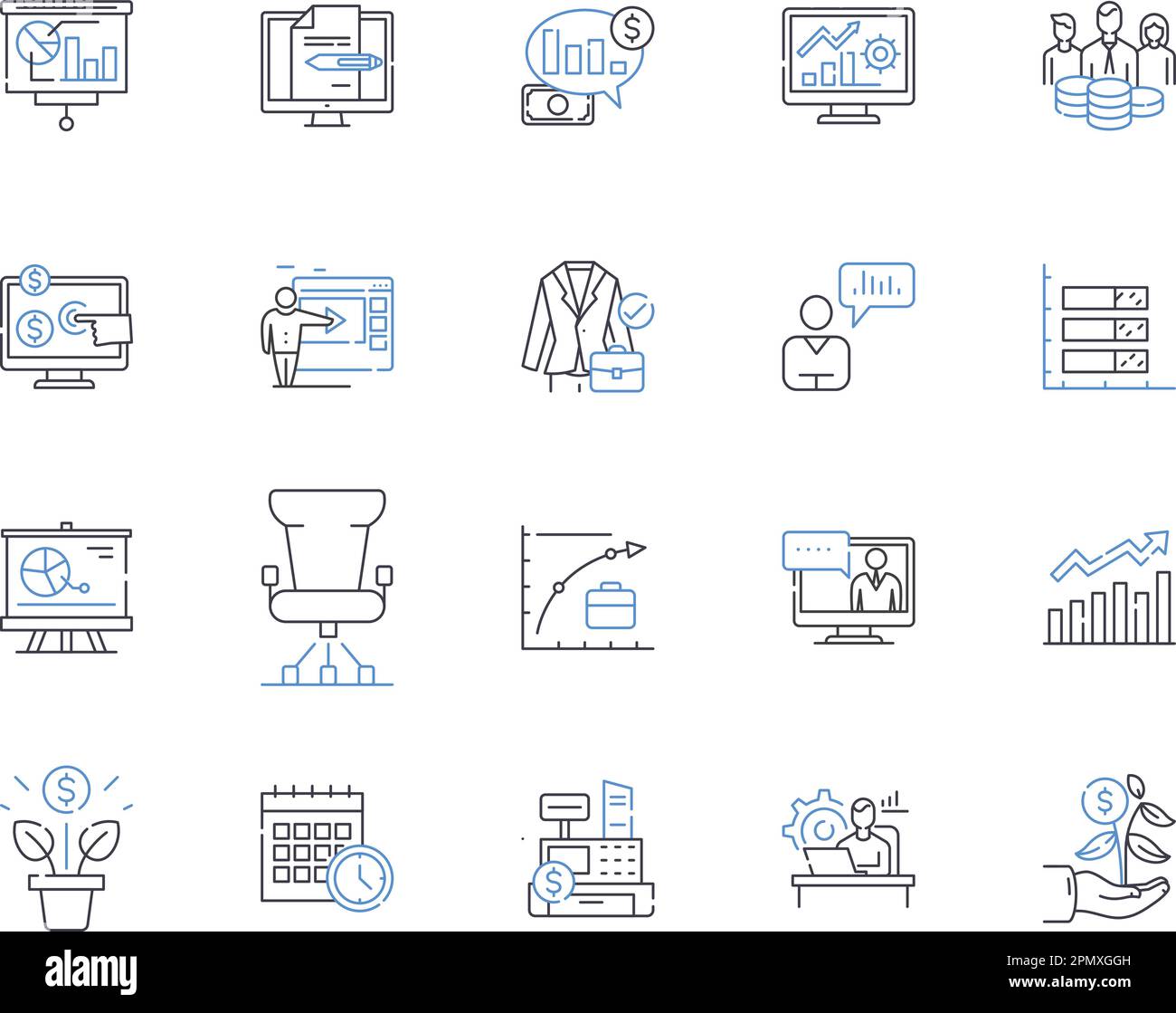 Colección de iconos de esquema de Business Intelligence. Negocios