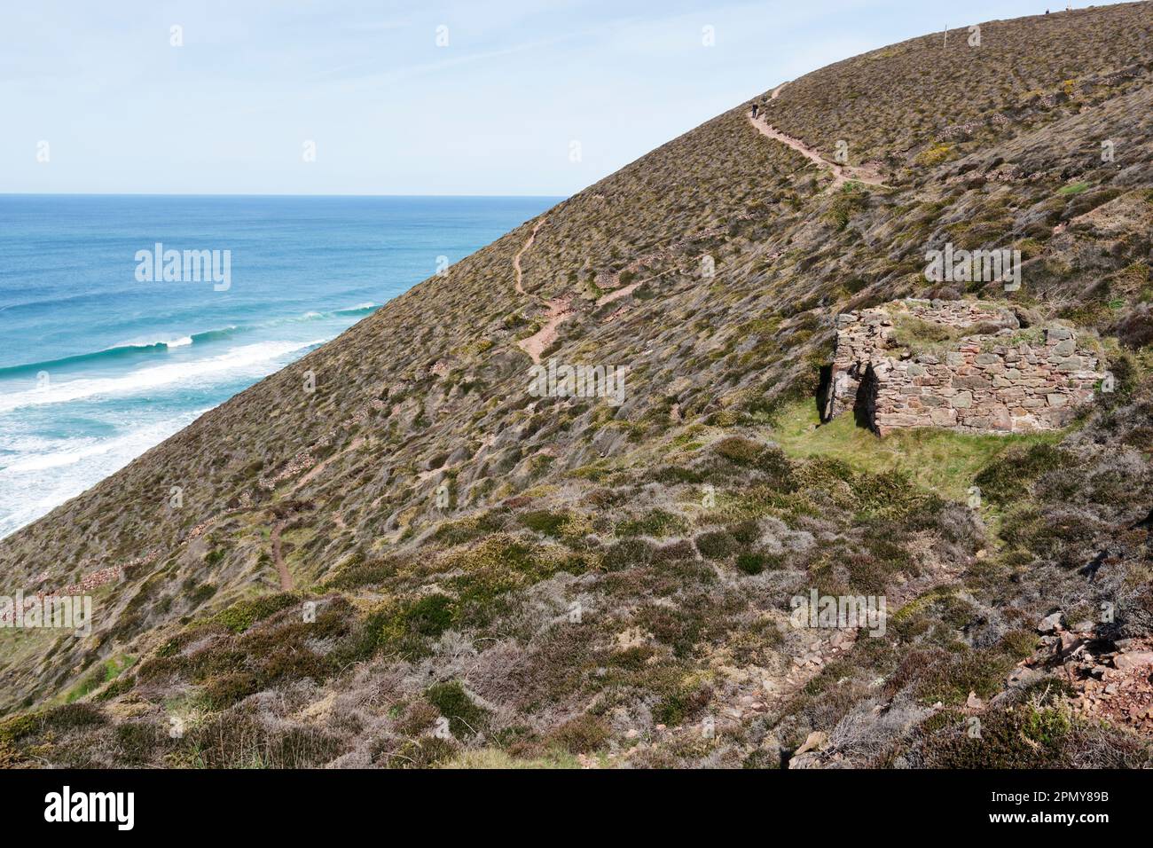 La mina permanece en Wheal Coates, St Agnes, Costa Norte de Cornualles, Reino Unido Foto de stock