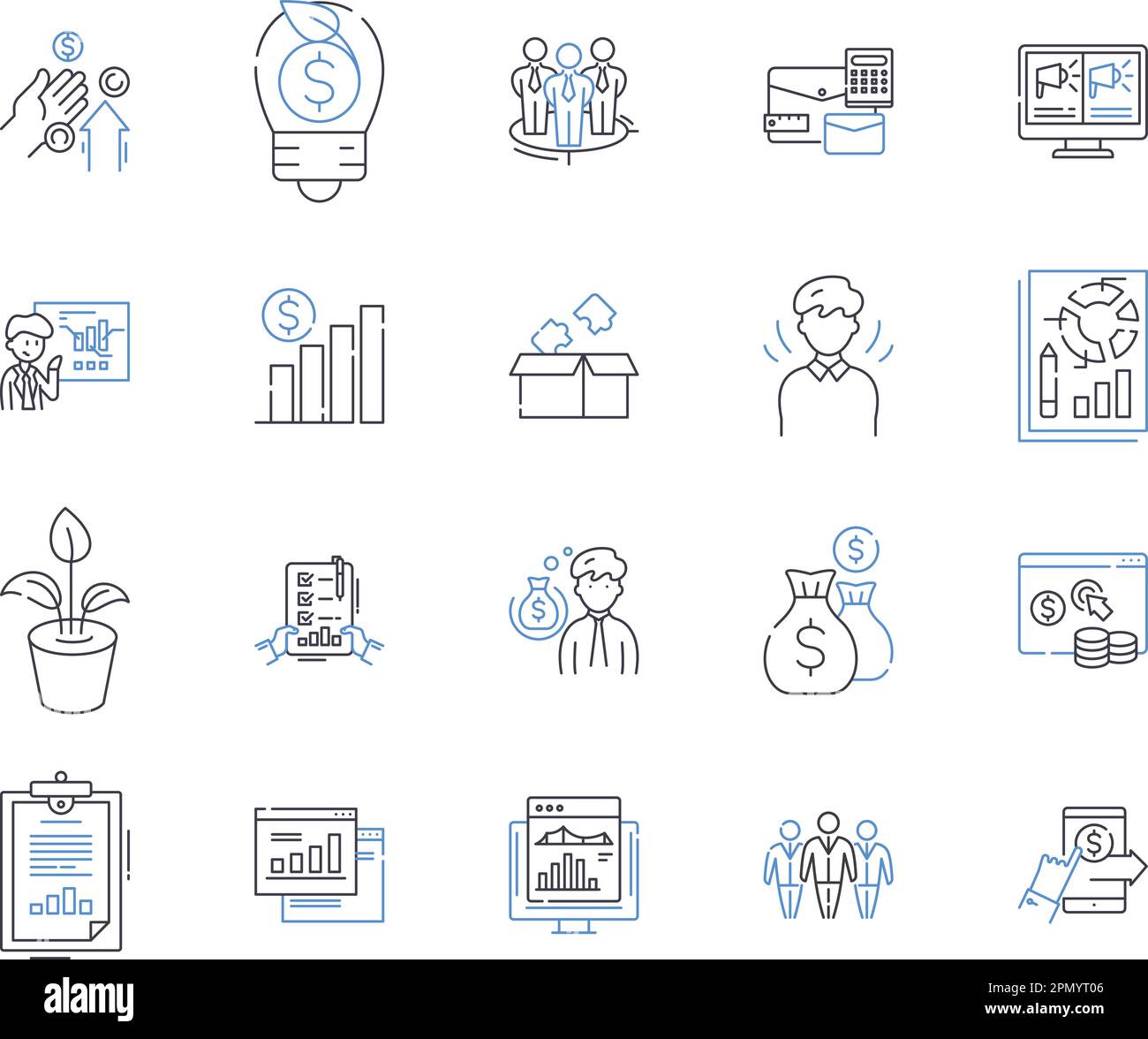 Colección de iconos de esquema de Business Intelligence. Negocios