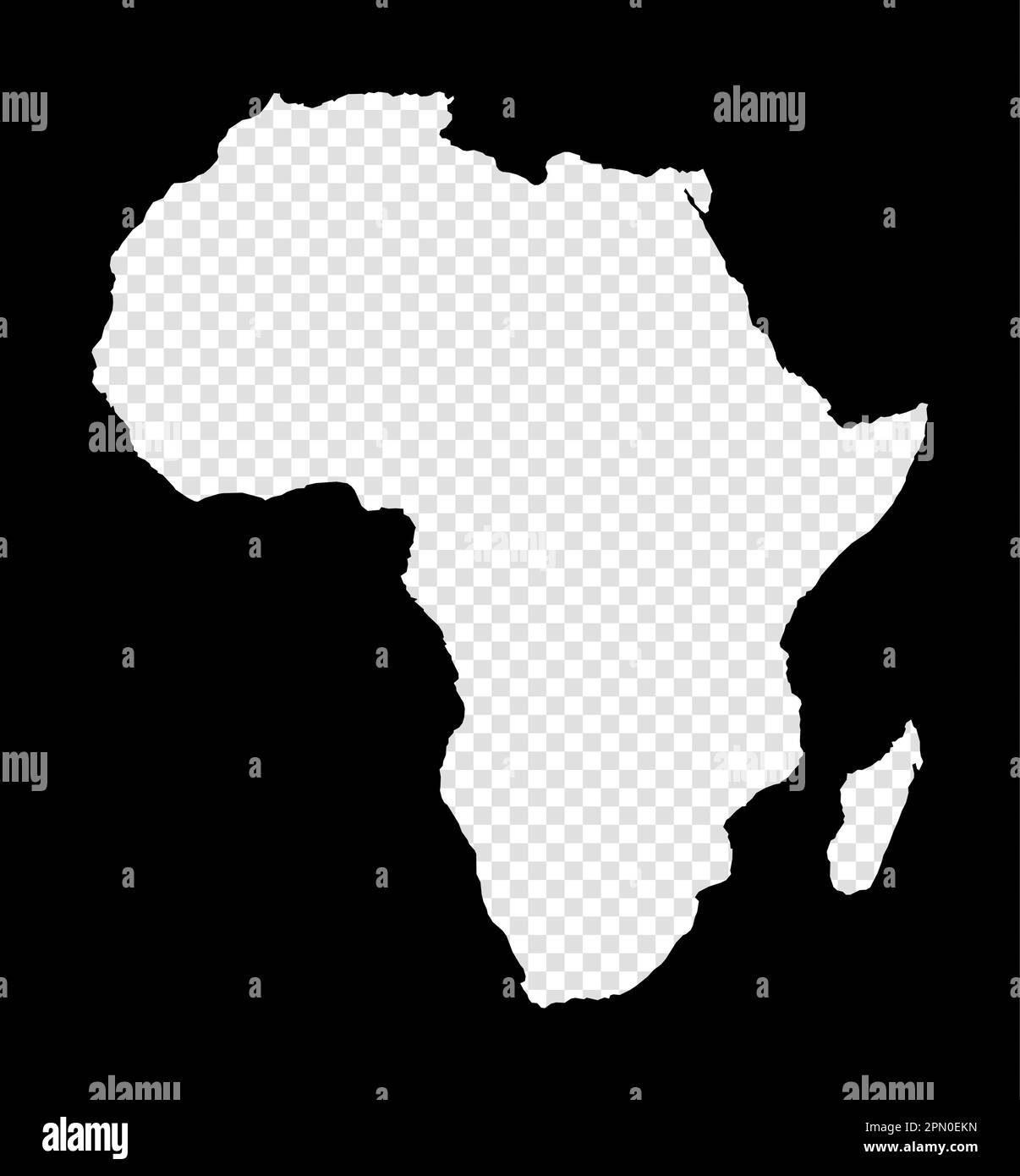 Stencil mapa de África Simple y mínimo mapa transparente de África Rectángulo negro con forma
