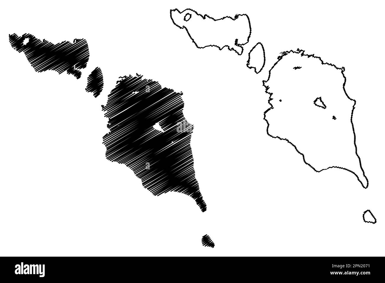 Lago Alakol y Sasykkol (República de Kazajstán) mapa vectorial, mapa de