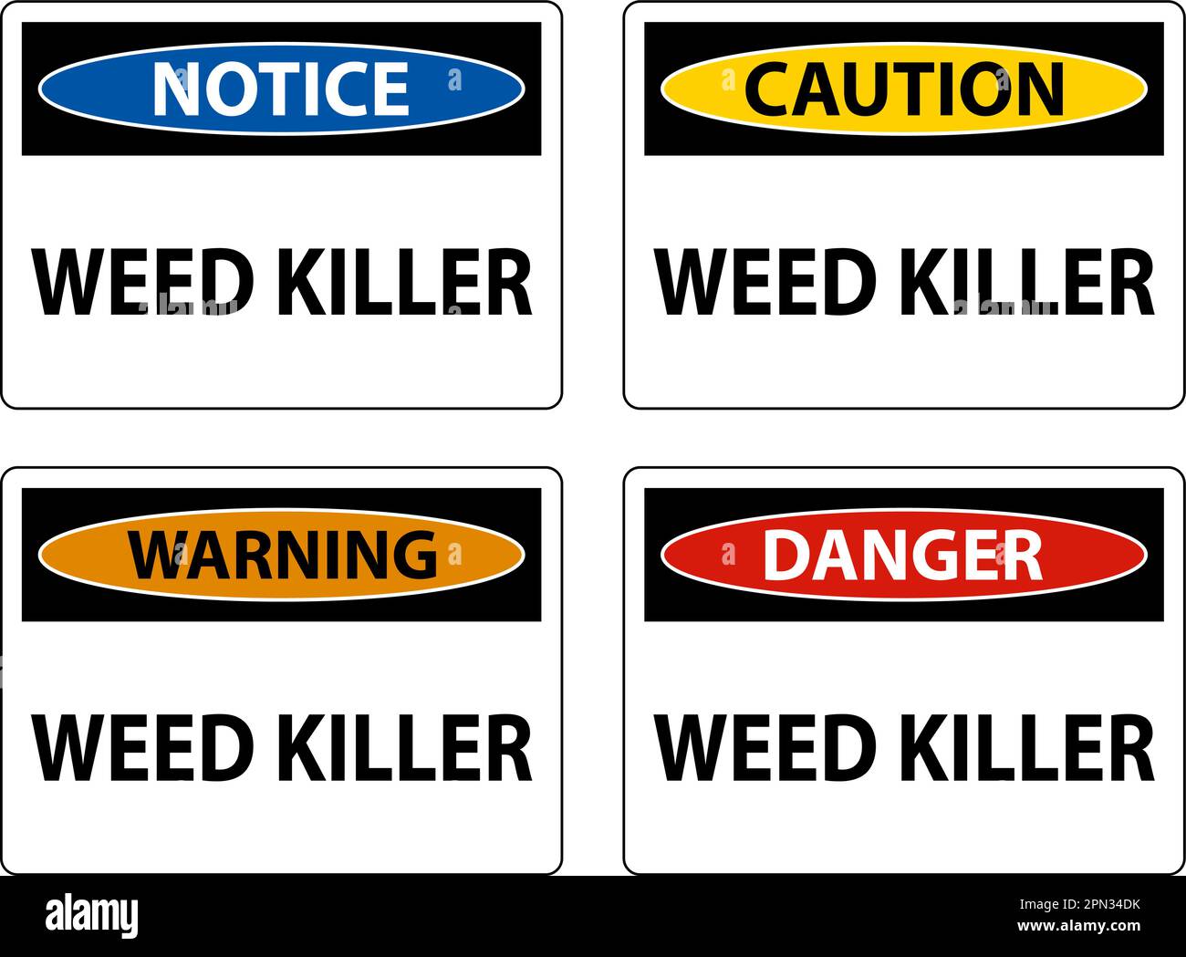 Signo de peligro Weed Killer sobre fondo blanco Imagen Vector de stock