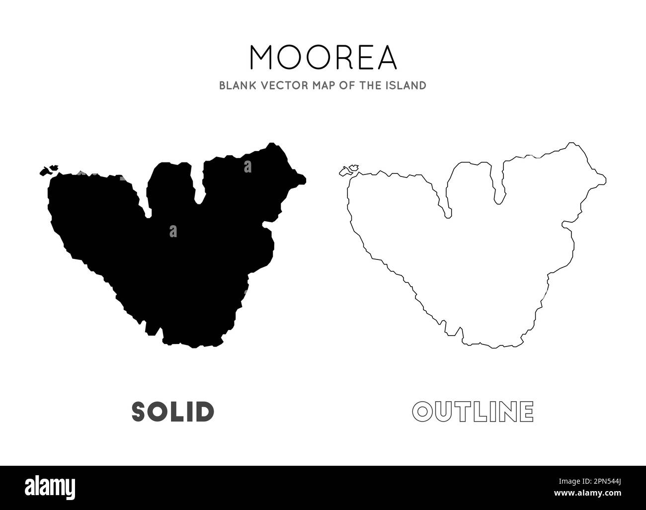 Moorea mapa. Mapa vectorial en blanco de la isla. Borders of Moorea para tu infografía. Ilustración vectorial. Ilustración del Vector