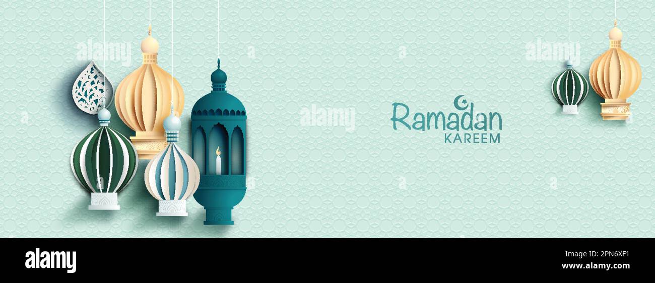 Banner Del Festival Ramadan Kareen Con Decoración Ilustraciones