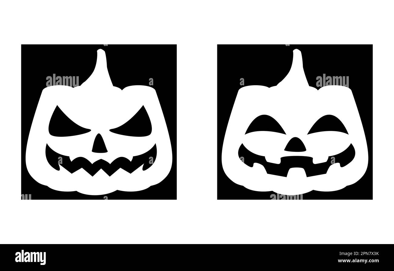 Pumpkins set iconos. Silueta de calabazas negras y naranjas. Helloween vacaciones de otoño. Ilustración vectorial colorida aislada sobre fondo blanco. Ilustración del Vector