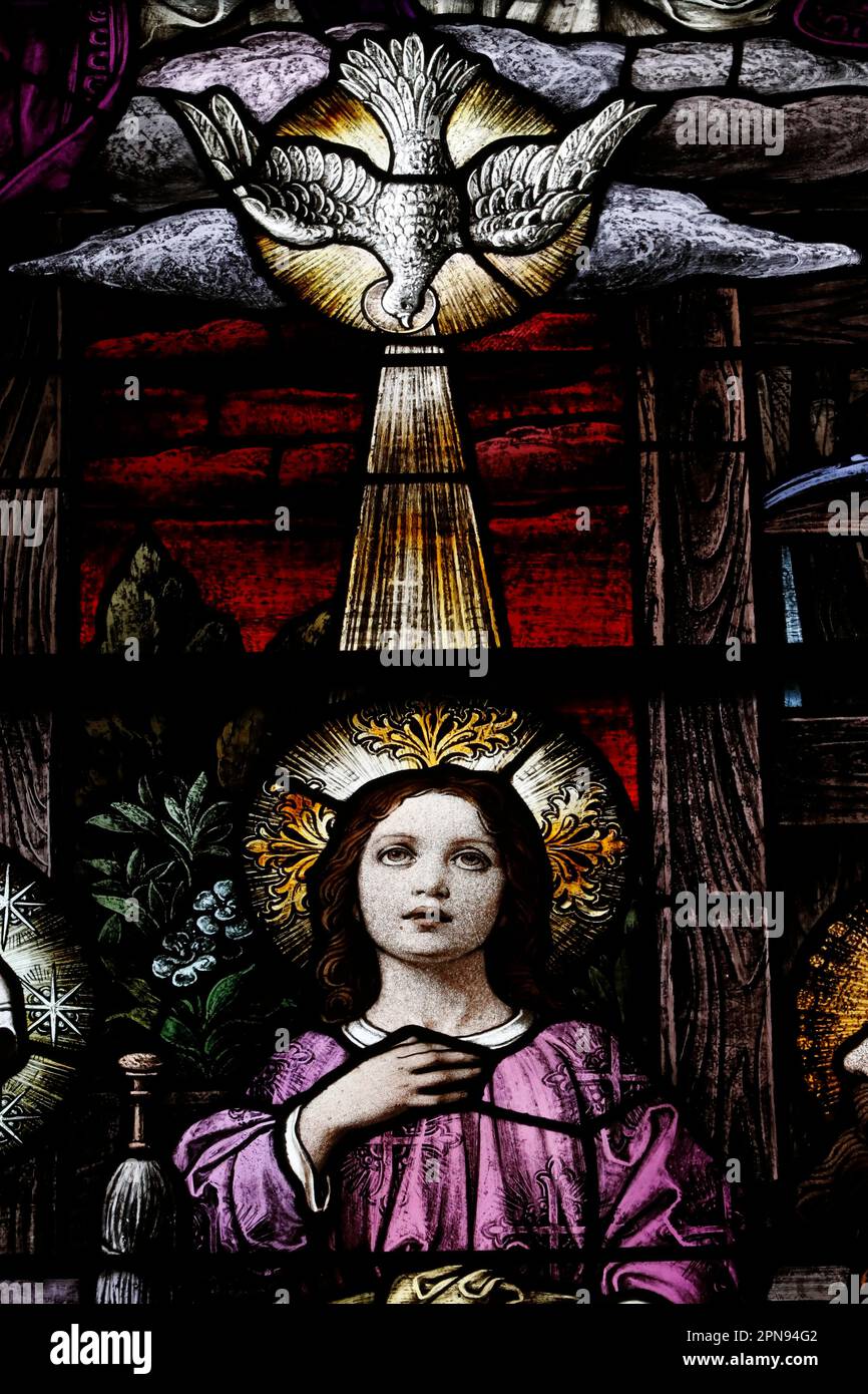 Vitrales construidos en 1920s. Vidrio de Franz Meyer Alemania. Jesús