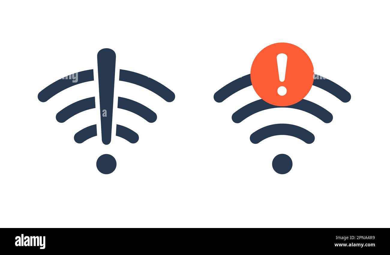 Icono de problema de conexión WiFi incorrecta. Pérdida de red wifi error vector de
