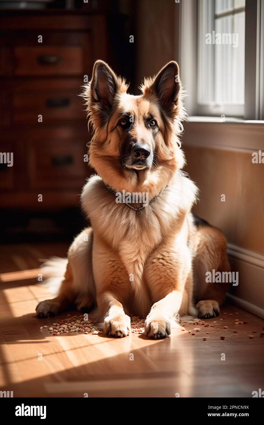 Curioso perro Dachshund mirando a la cámara en casa. Adorable mascota.  Esperando a que termine. Comida para perros. Amor por los animales  Fotografía de stock - Alamy