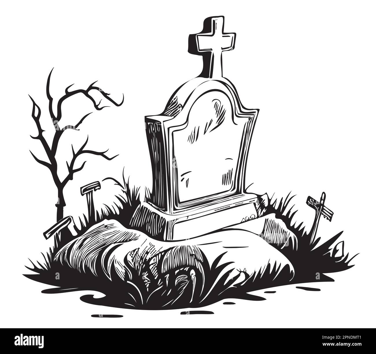 Tombstone Grave dibujos animados dibujado a mano boceto Halloween