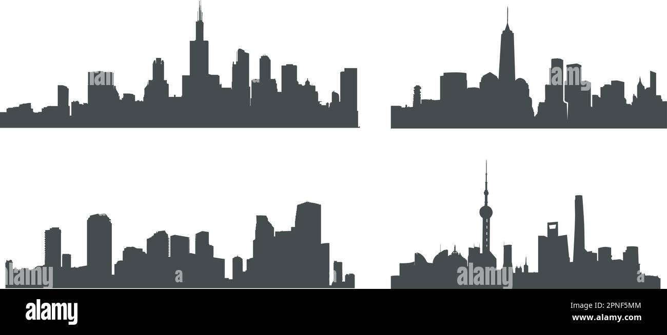 Silueta de la ciudad, silueta del horizonte de la ciudad, ciudad SVG, vector de la ciudad Ilustración del Vector