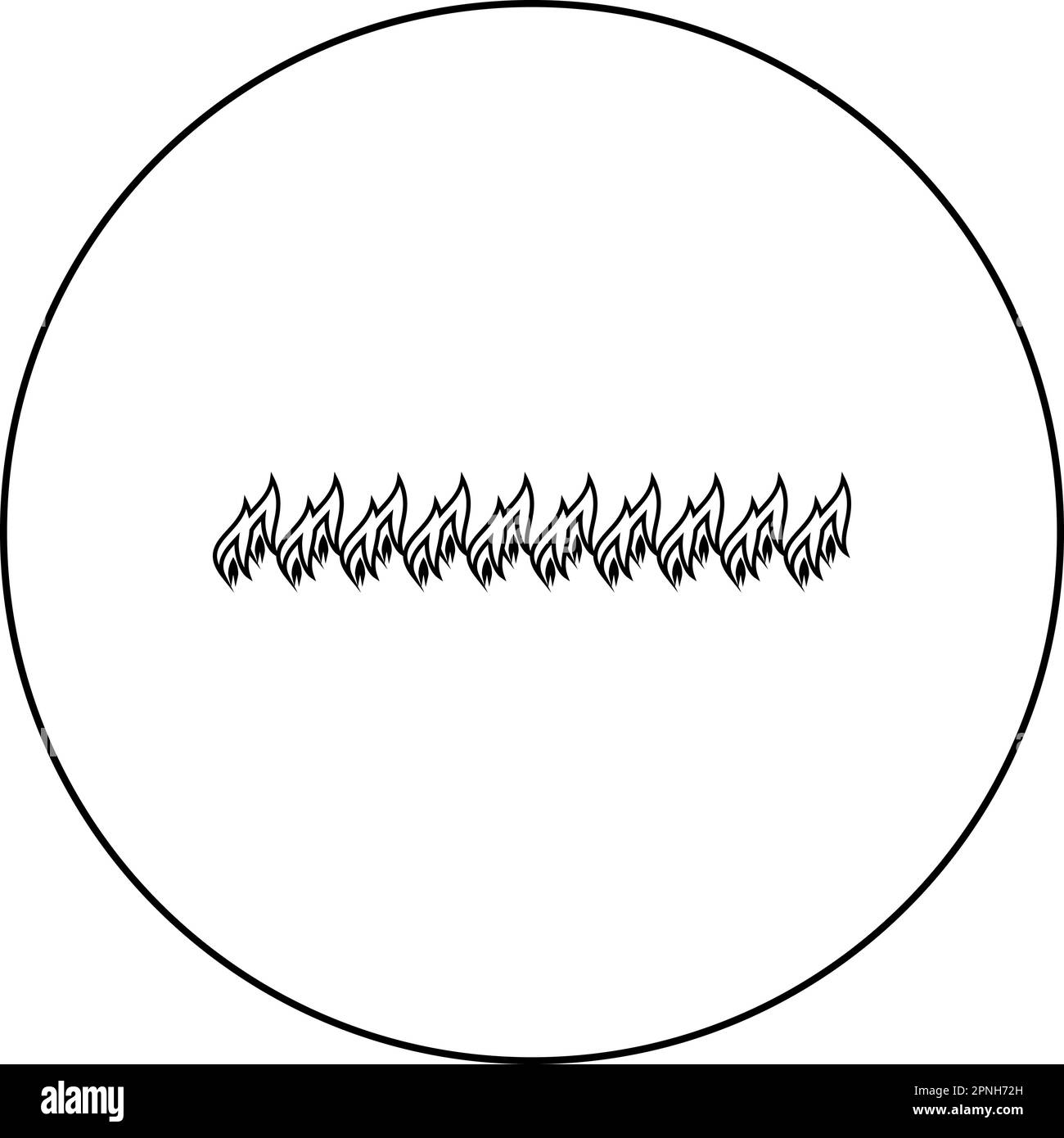 Icono de fila de llama de fuego ardiente en círculo redondo color negro  ilustración vectorial contorno de la imagen línea de contorno estilo  delgado simple Imagen Vector de stock - Alamy