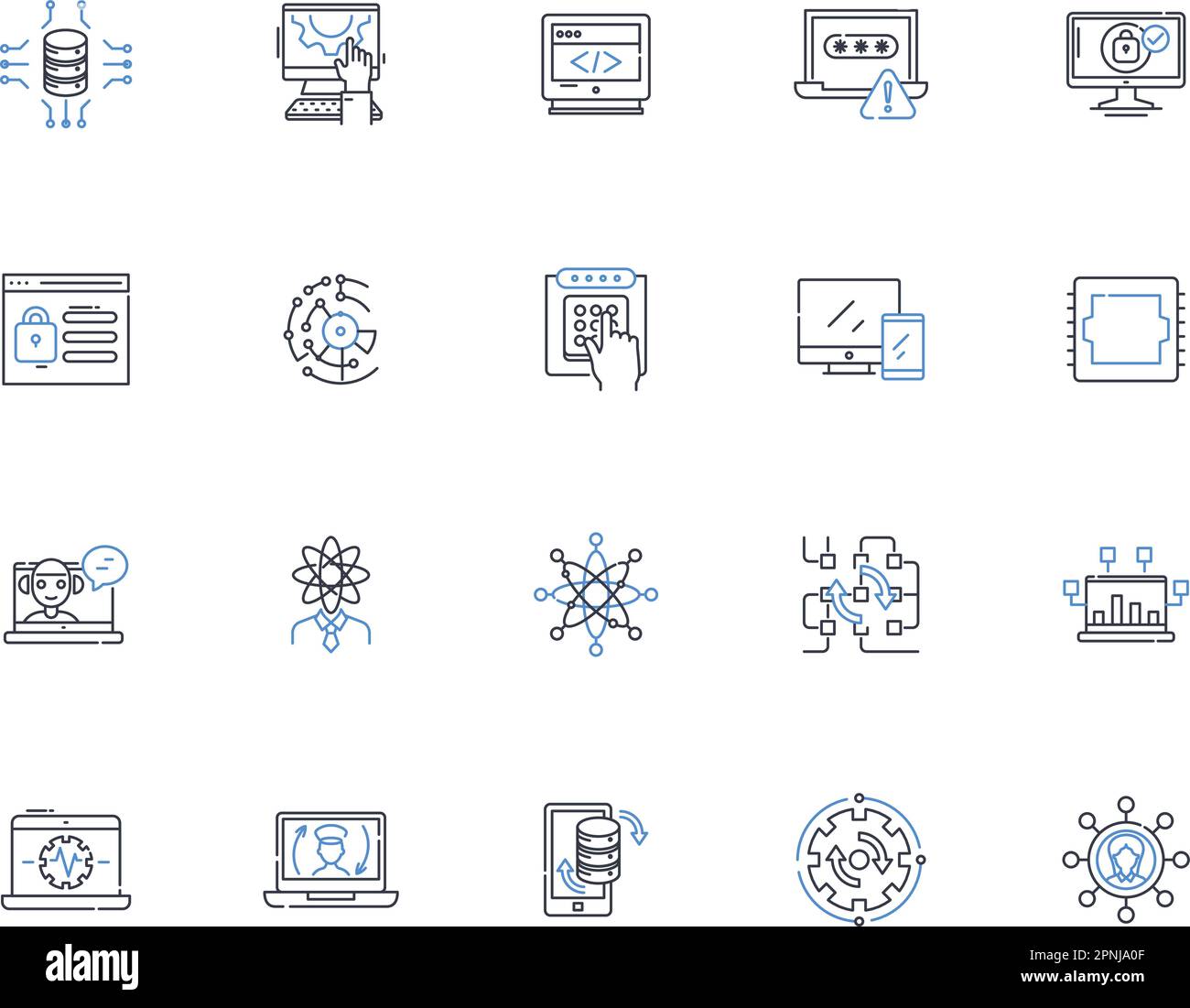 Colección de iconos de línea de interfaz de usuario. Usabilidad, navegación, diseño, interacción