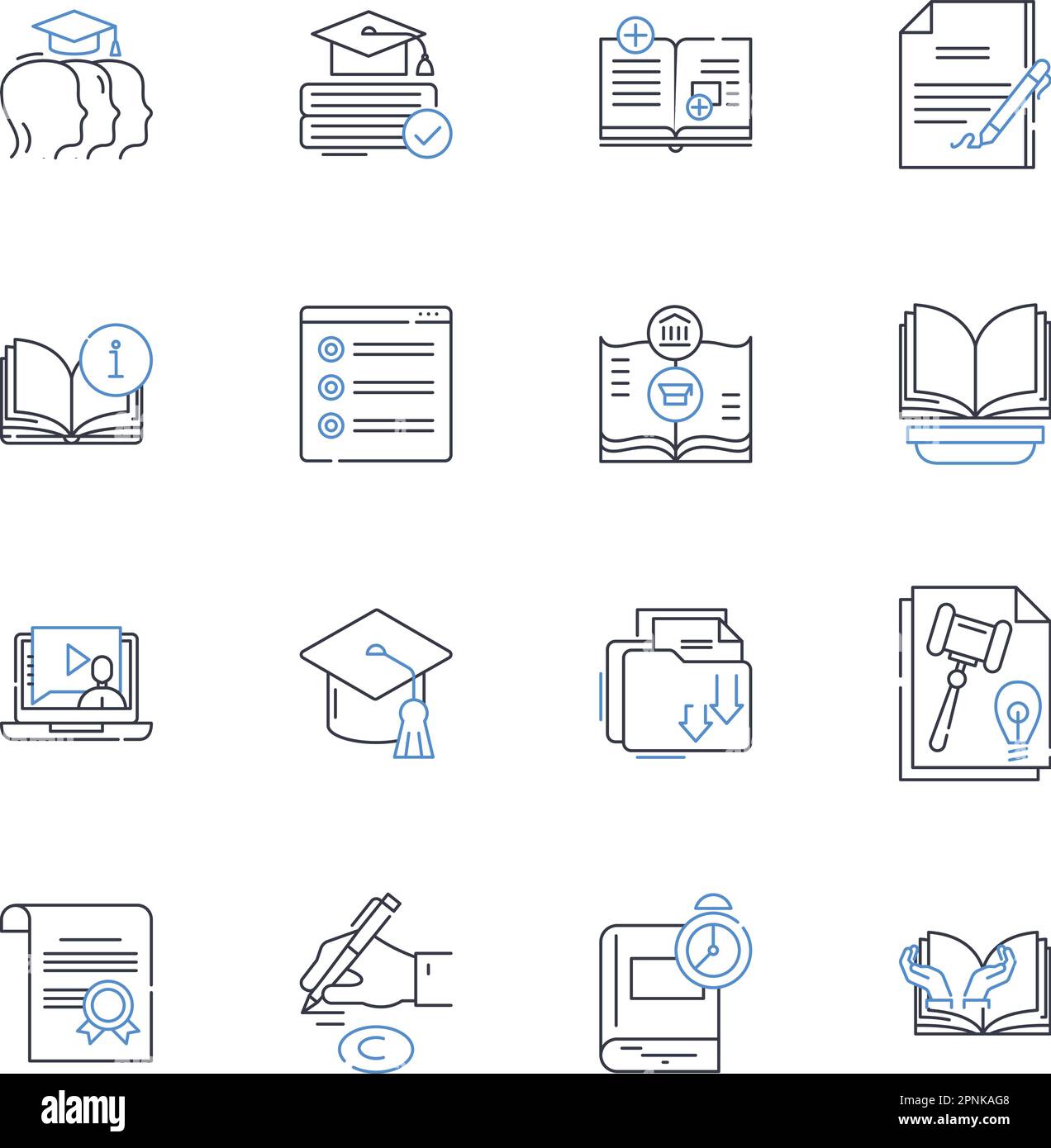 Colección de iconos de línea de libro de texto y meteorología. Tiempo