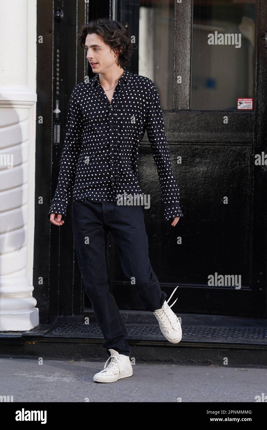 Timothee Chalamet teams sleek leather jacket with Burberry sweats while out  for coffee in NYC
