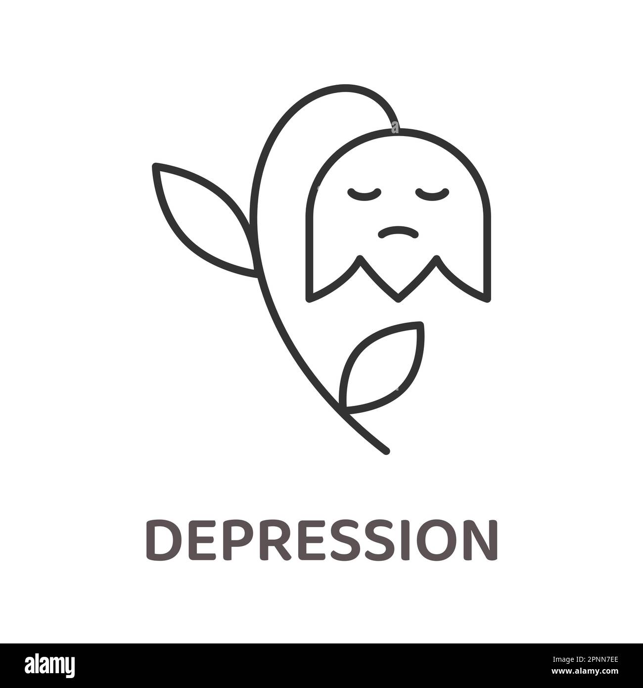 Icono de depresión. Símbolo de tristeza, soledad, desesperación