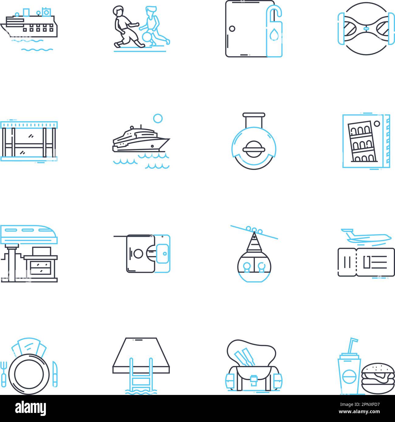 Agradable conjunto de iconos lineales de jaunt. Aventura, Escapada