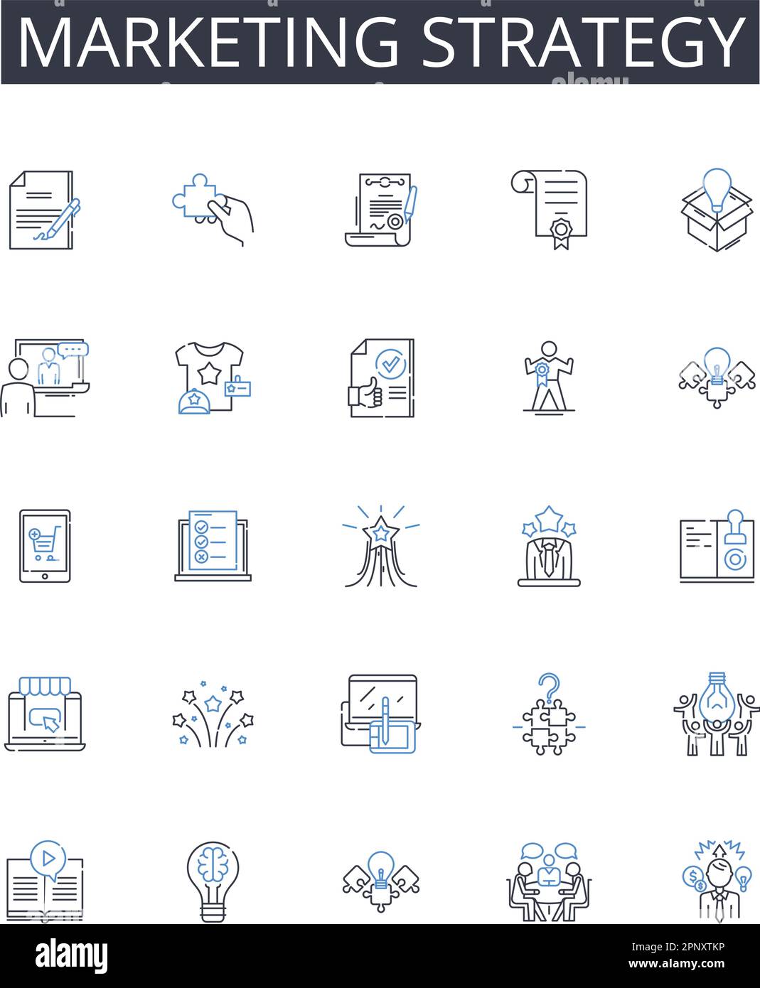 Colección de iconos de línea de estrategia de marketing. Logística