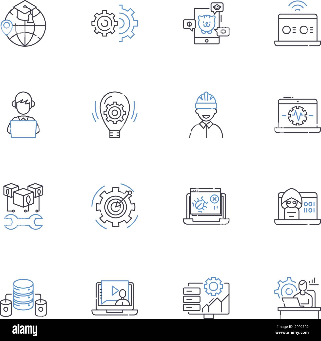 Colección de iconos de línea de interfaz de usuario. Interactividad, Navegación, Comentarios