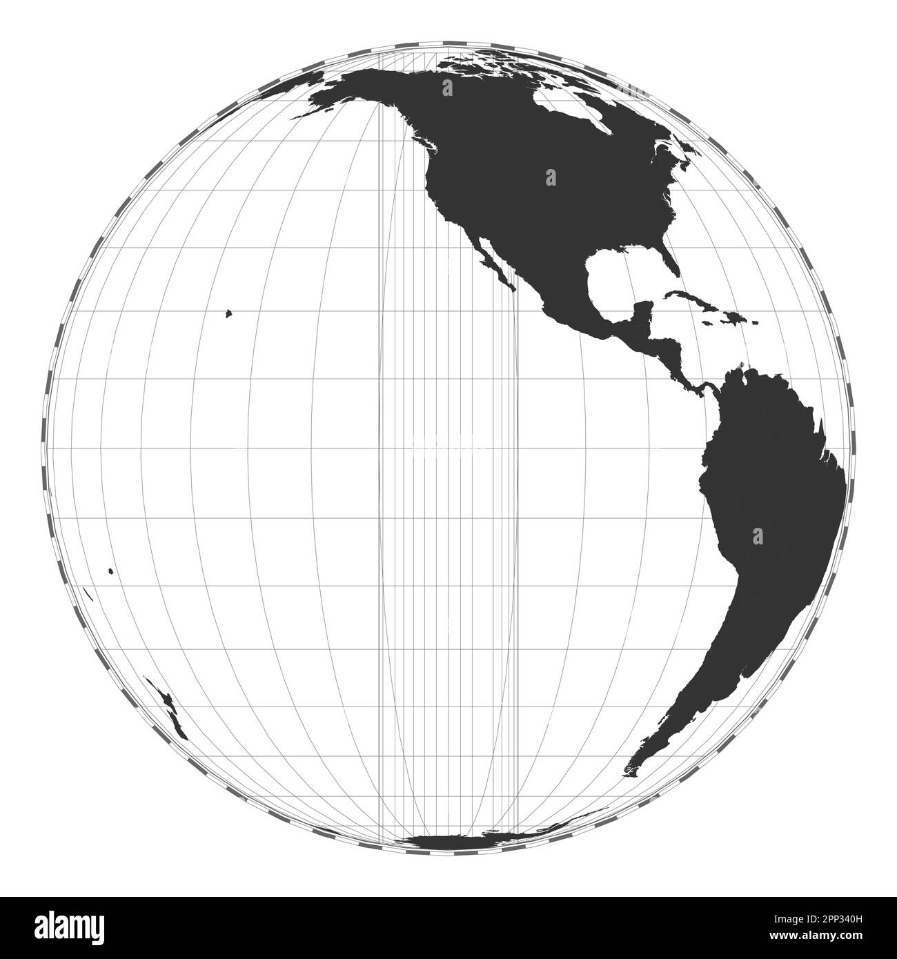 Vector Mapa Del Mundo Proyección Ortográfica Mapa Geográfico Del Mundo Llano Con Líneas De 2506