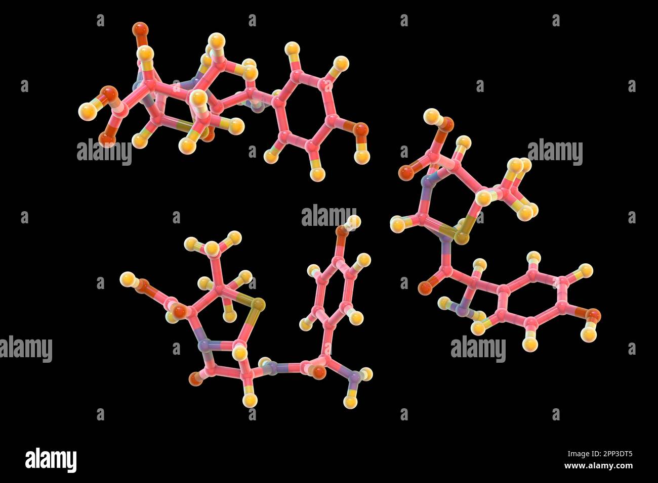 Molécula de la droga de la amoxicilina, ilustración Foto de stock