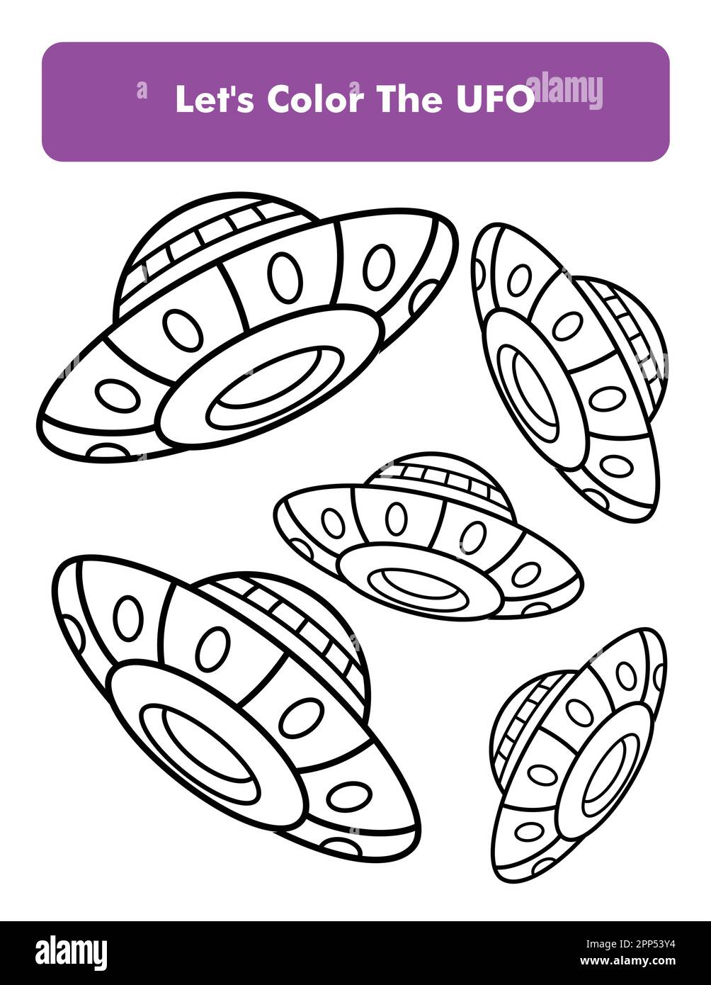 UFO Coloring Book Page in Letter Page Size Ni??os Coloring Worksheet