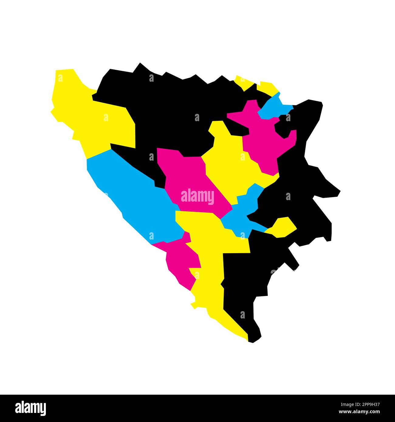 Bosnia y Herzegovina Mapa político de las divisiones administrativas