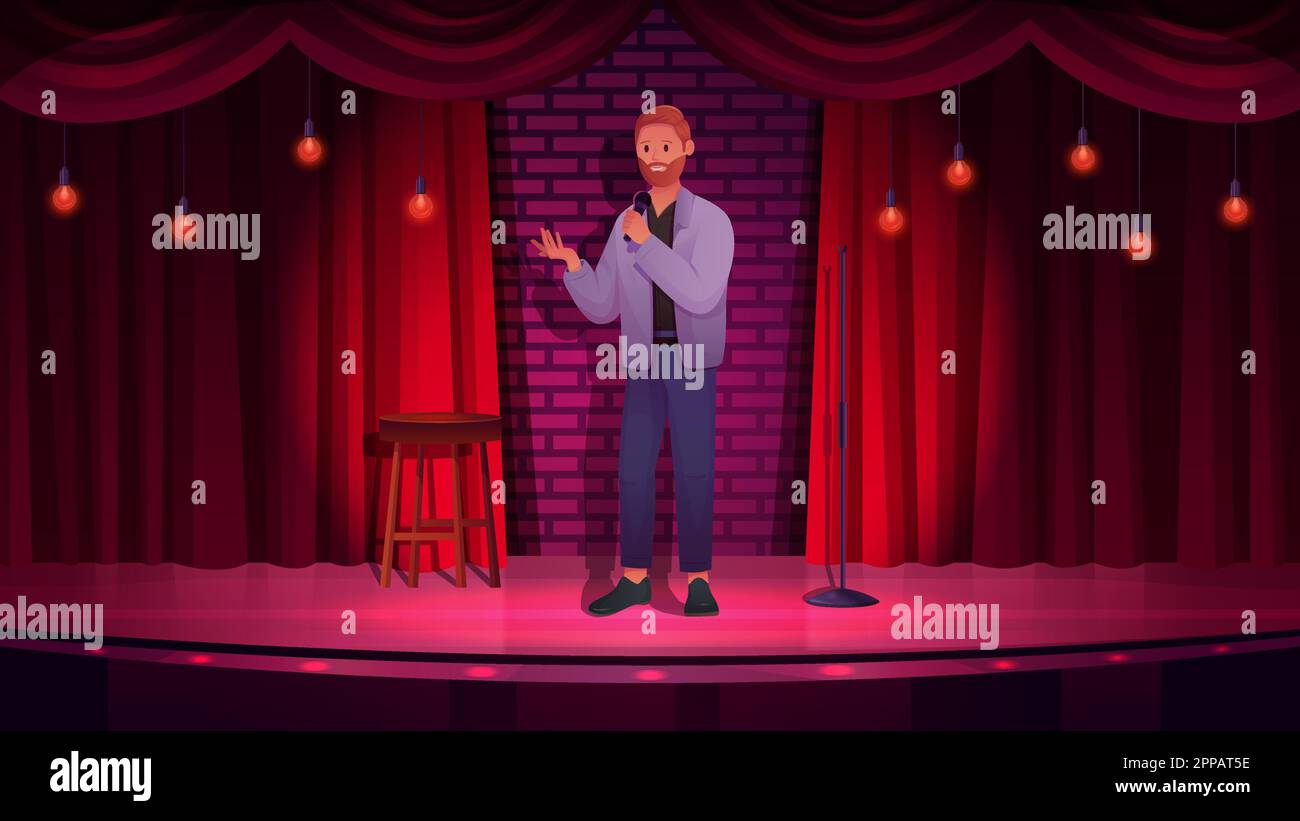 Persona hablando en un escenario iluminado