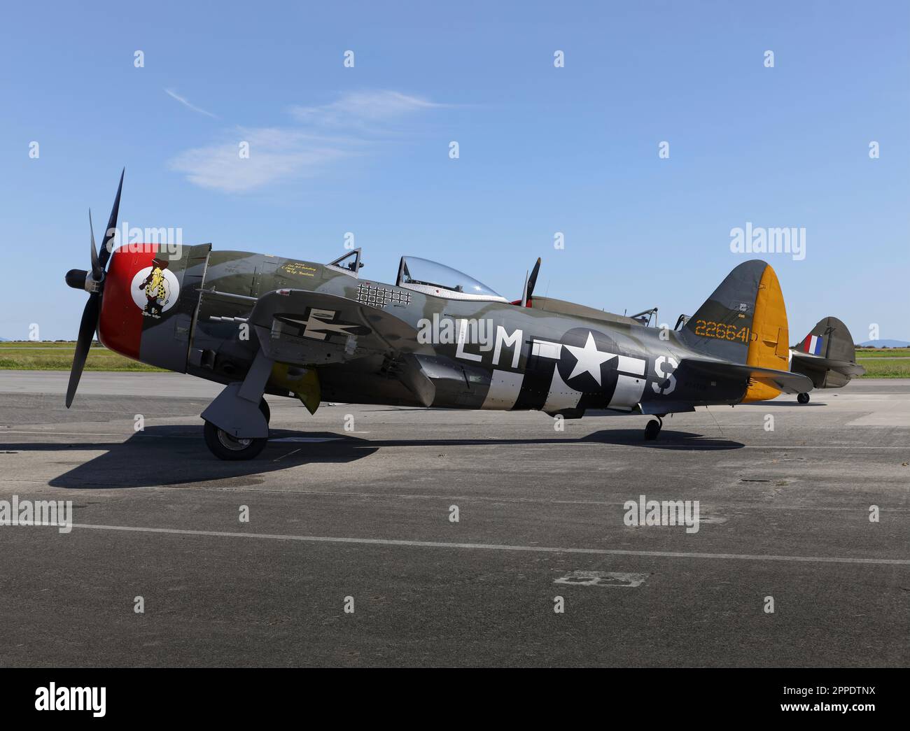 Republic P-47 Thunderbolt con P-40 en BC Foto de stock