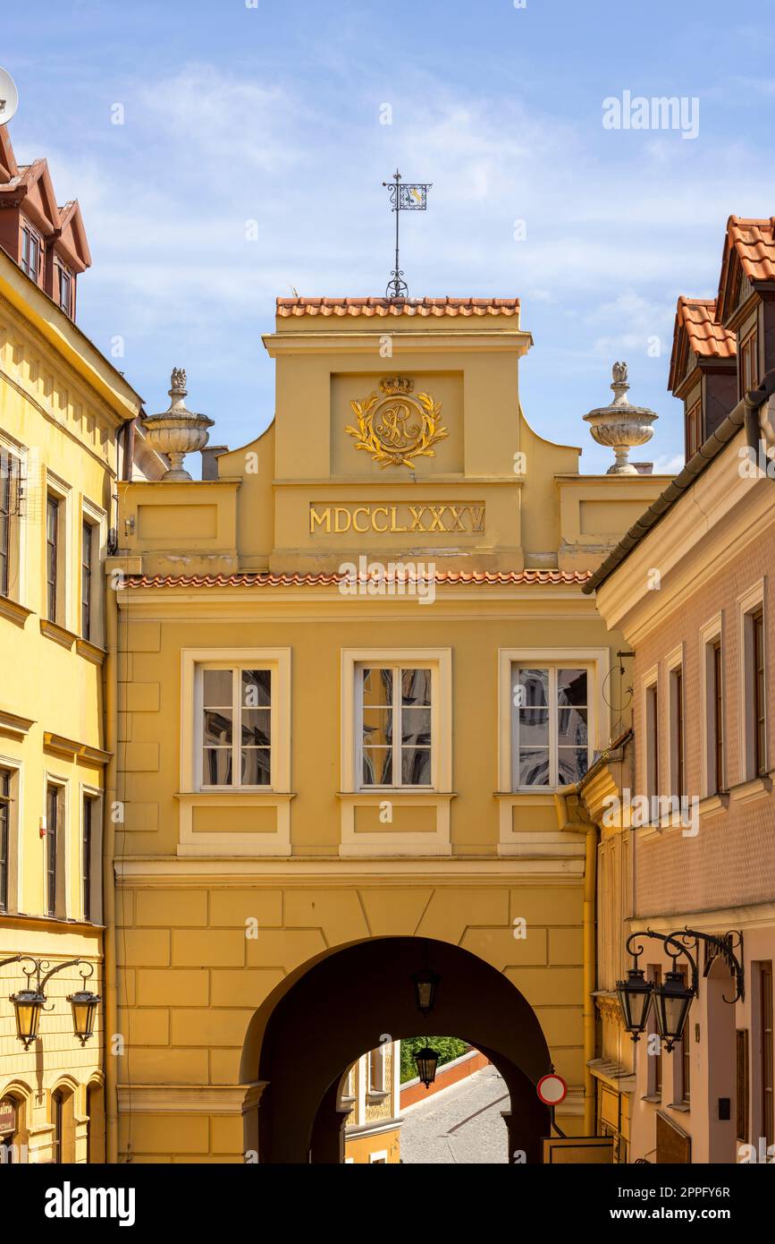 Puerta de Grodzka, restos de las murallas defensivas, Lublin, Polonia Foto de stock