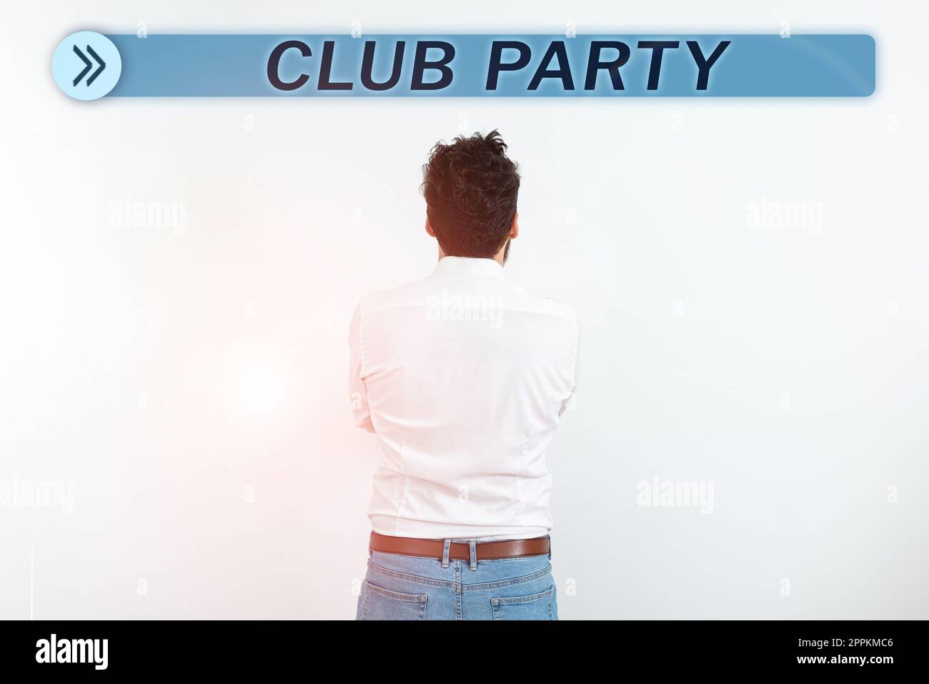 Inspiración mostrando signo Club Party. Reunión social en un lugar que es informal y puede tomar bebidas Foto de stock
