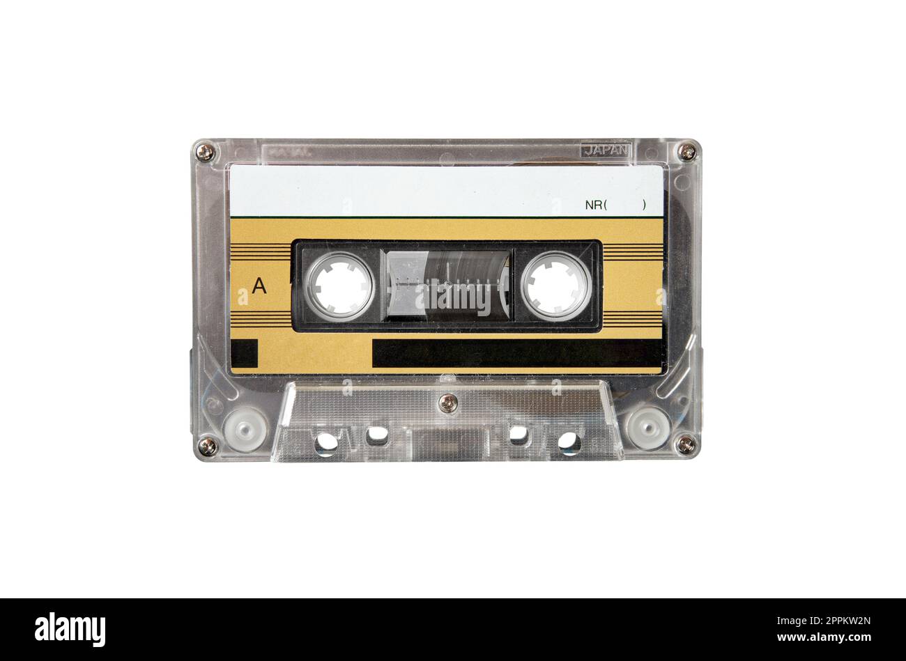 Cassette de cinta de audio vintage real aislado sobre fondo blanco Foto de stock