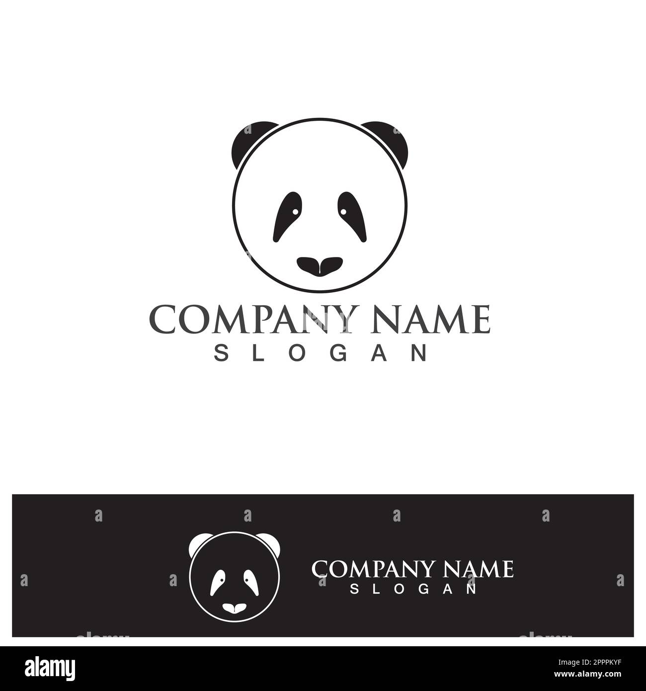 logo panda cabeza blanca y negra Ilustración del Vector