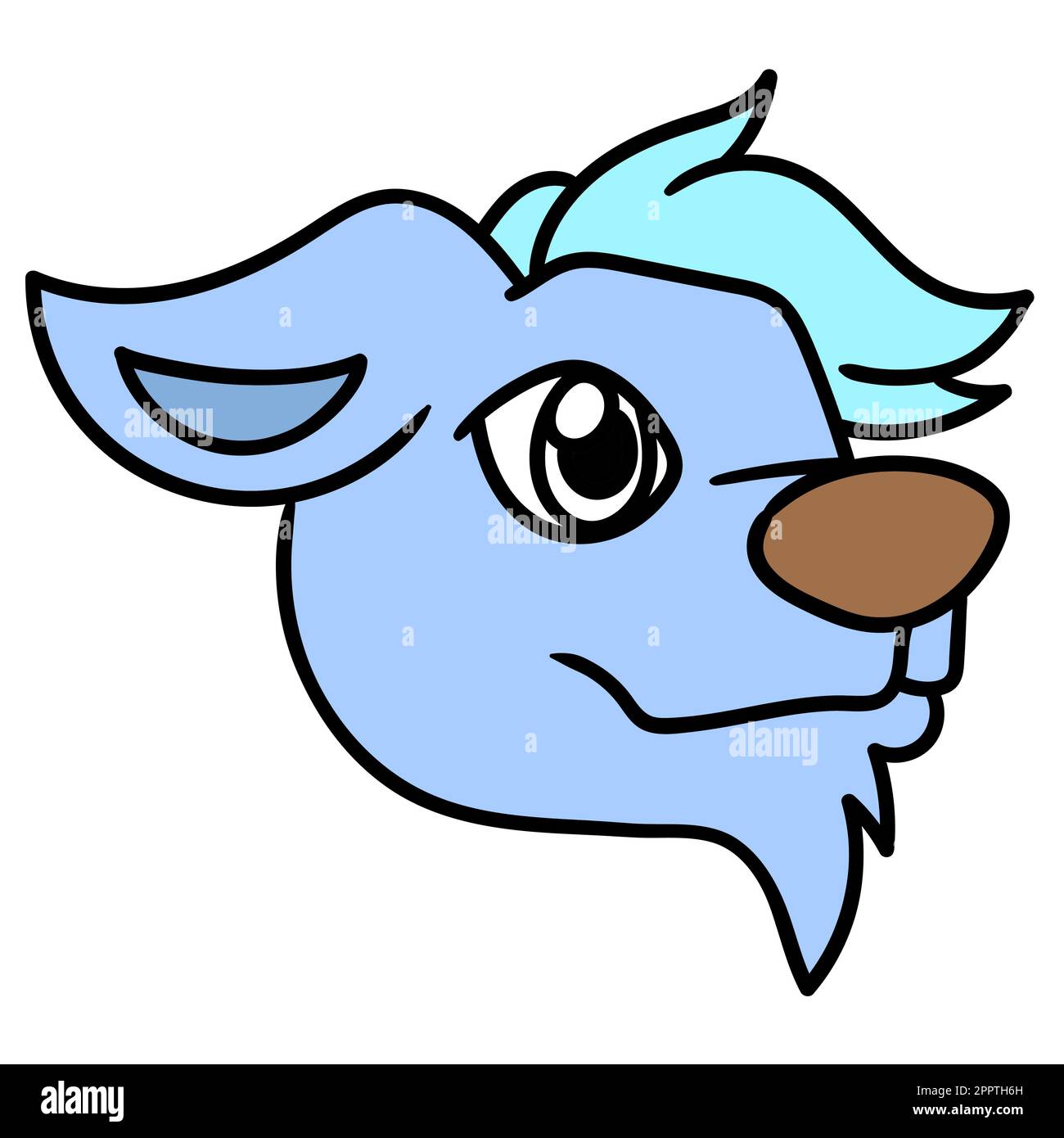 cabeza de perro lobo emoticon, doodle icono imagen kawaii Ilustración del Vector