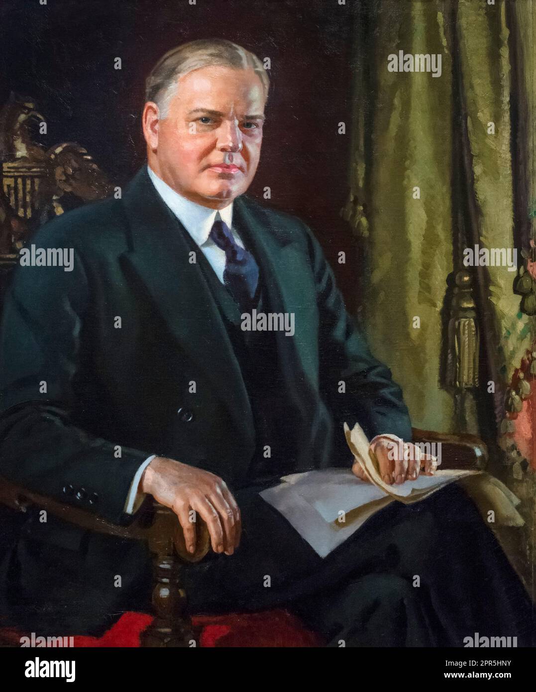A cargo de Herbert Hoover. Retrato del 31st presidente de los EE.UU., Herbert Hoover (1874-1964) por Douglas Chandor, óleo sobre lienzo, 1931 Foto de stock