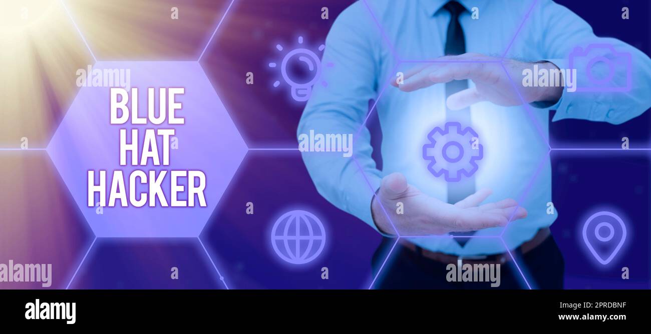 Cartel que muestra Blue Hat Hacker. Empresas de consultoría de persona