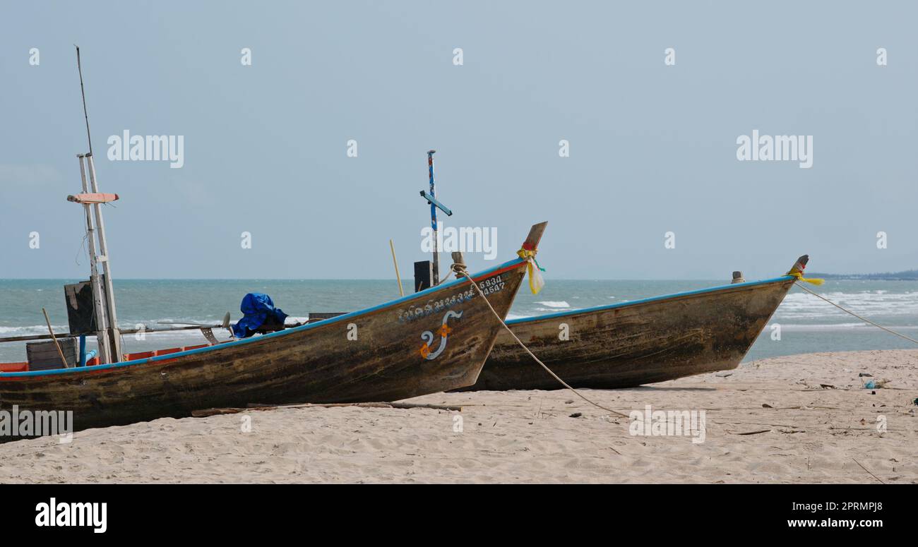Hua Hin, Tailandia, 28 de marzo de 2020: Playa Hua Hin Foto de stock