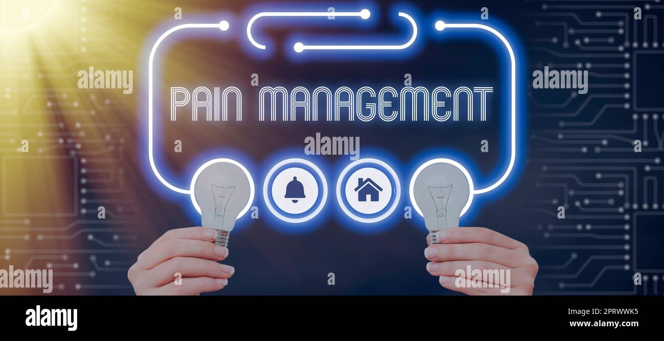 Signo de escritura a mano Pain Managementa rama de medicina que emplea