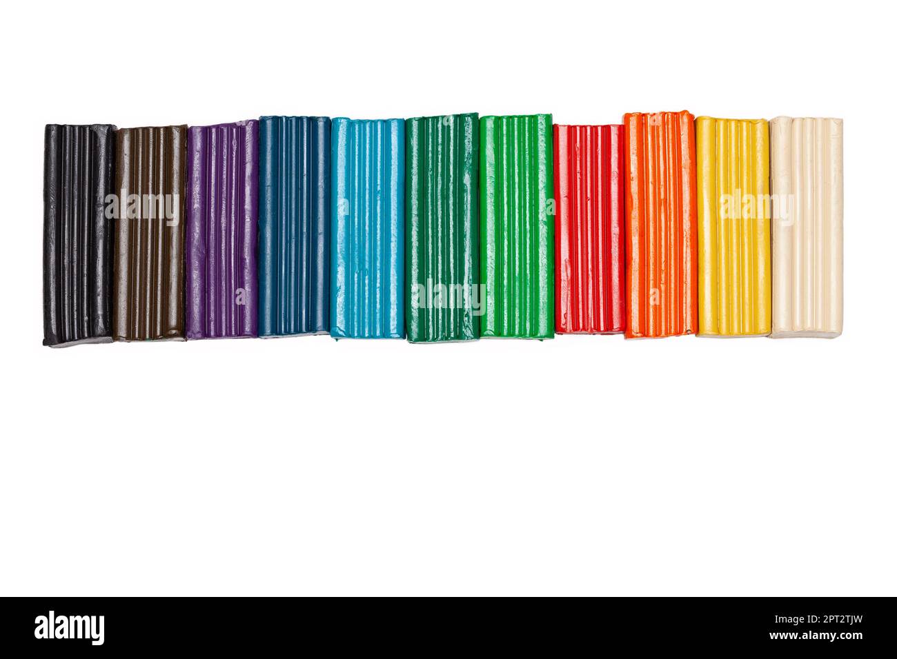 Plastilina, conjunto multicolor de plastilina sobre un fondo blanco Foto de stock