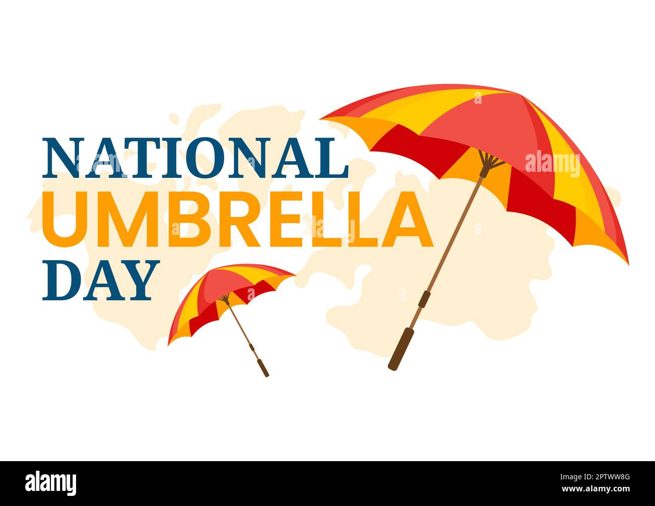 Celebración Nacional del Día de Paraguas el 10th de febrero para protegernos de la lluvia y el sol en dibujos planos Dibujado a mano Plantilla Ilustración Foto de stock