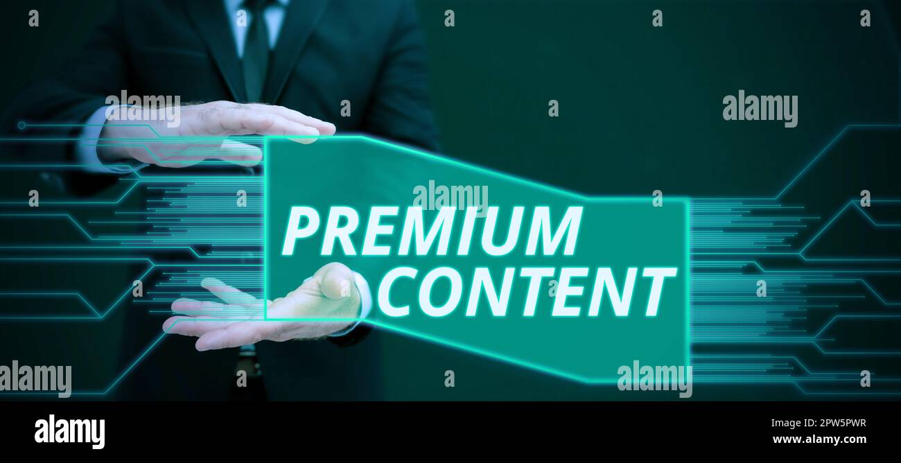 Signo de texto que muestra contenido premium, concepto de de