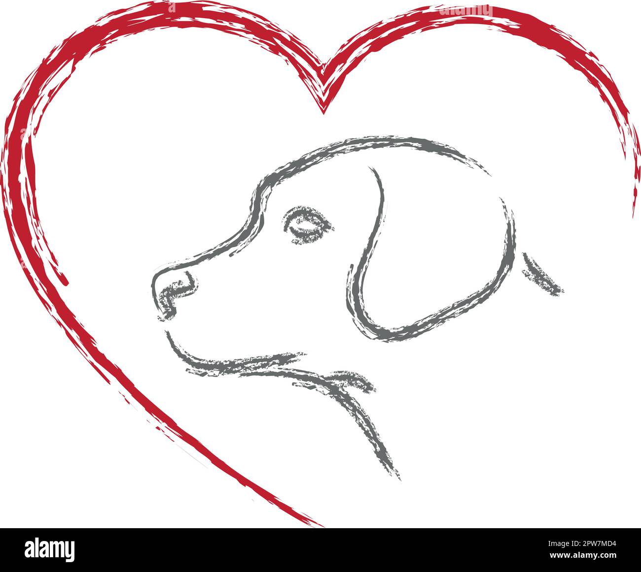 Perro y corazón, perros, corazón, logotipo, botón, Logotipo del perro