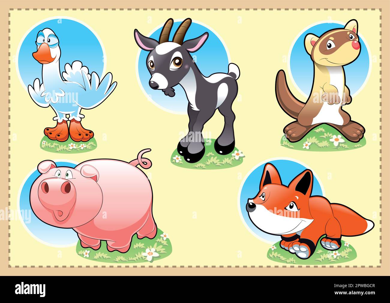 Animales de granja bebé, dibujos animados e ilustración vectorial Ilustración del Vector