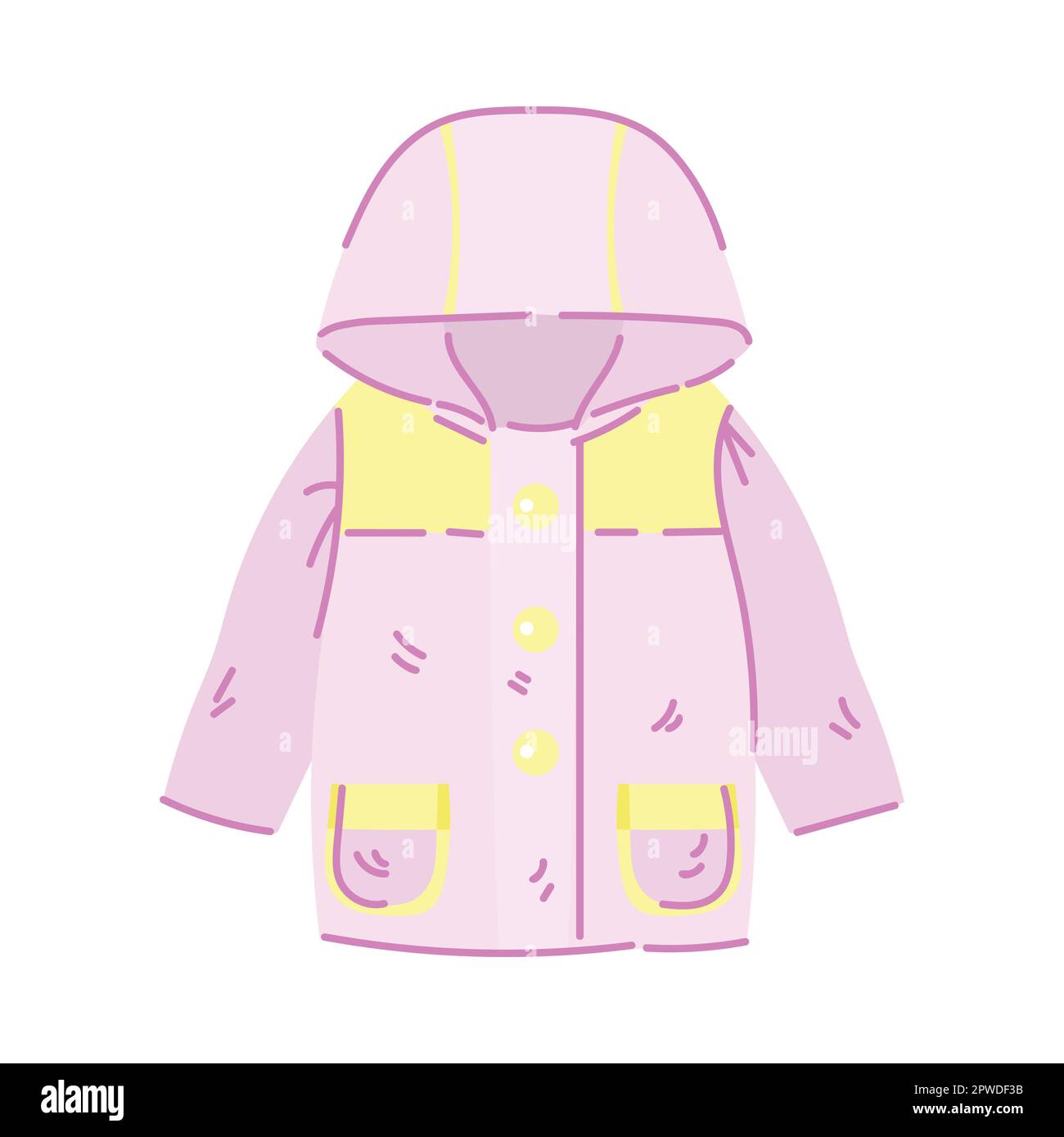 Niños rosa Raincoat ilustración de dibujos animados Imagen Vector de