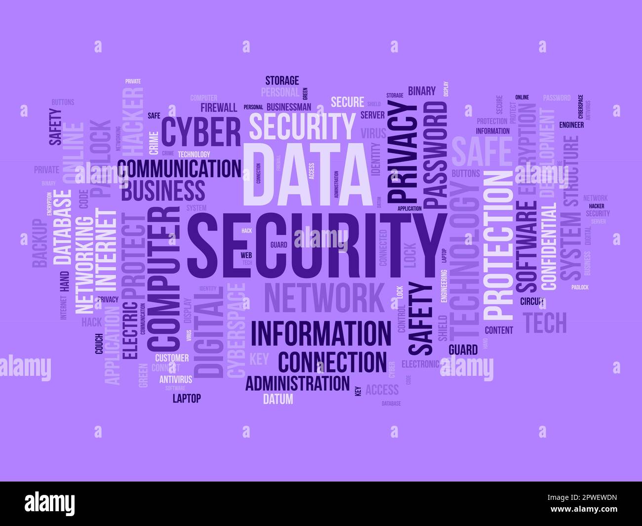 Concepto de fondo de nube de Word para la seguridad de los datos. Acceso seguro a la tecnología de red para la protección de la privacidad web. Ilustración vectorial. Ilustración del Vector